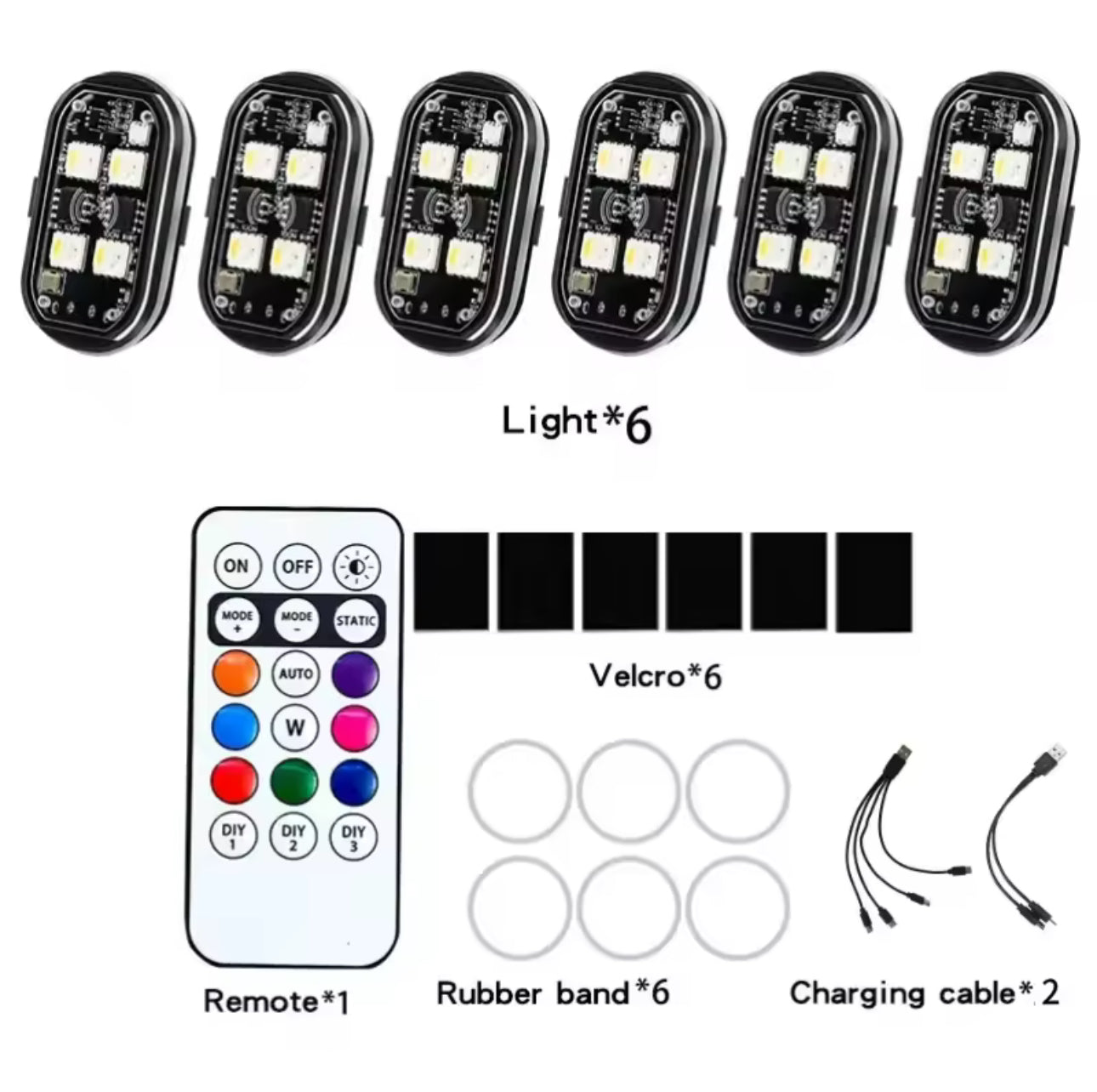 LED Car Lights with Remote Control